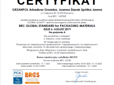 Certyfikat BRC 2021 dla Grzanpol